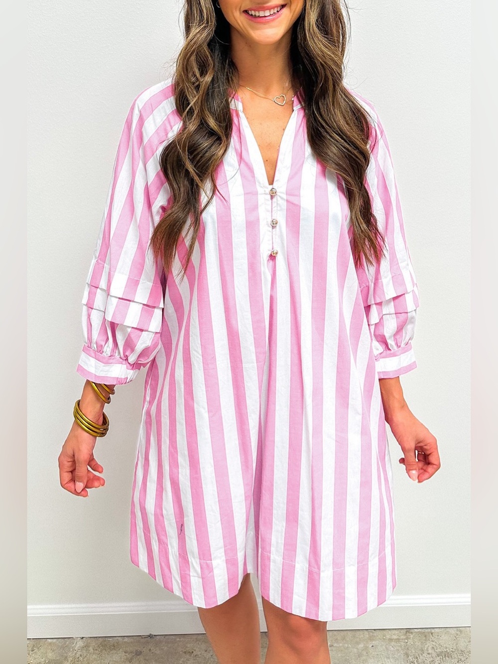 #27: Pink & White Striped Shirt Dress